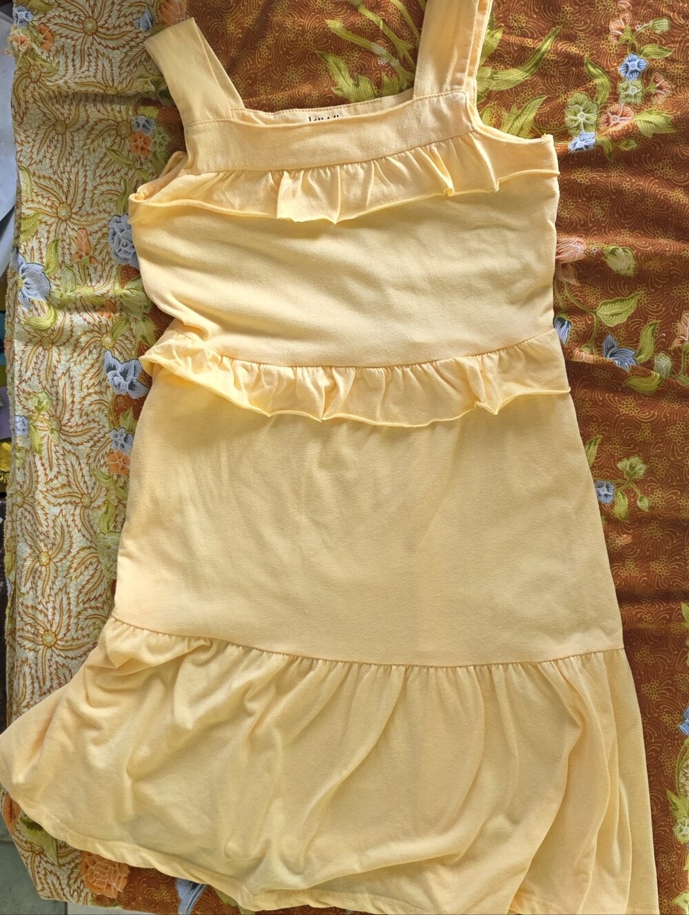 🎁 Cotton Sun Dress Kiwi Imports Pastel Orange Ruffled Play Dress Big Girl Sz 16